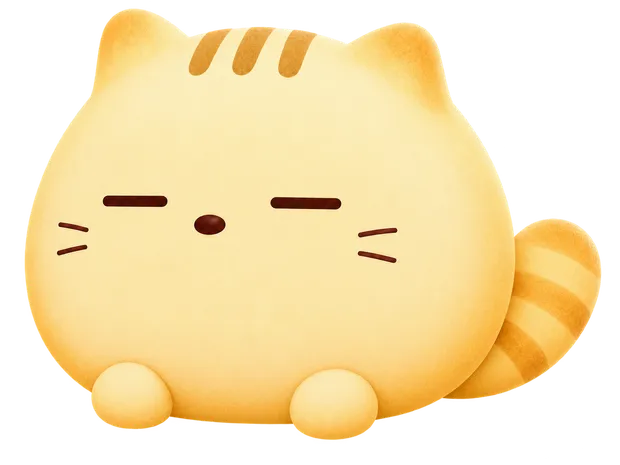 丸くて、少し眠たそうな茶トラの猫、ごろもち